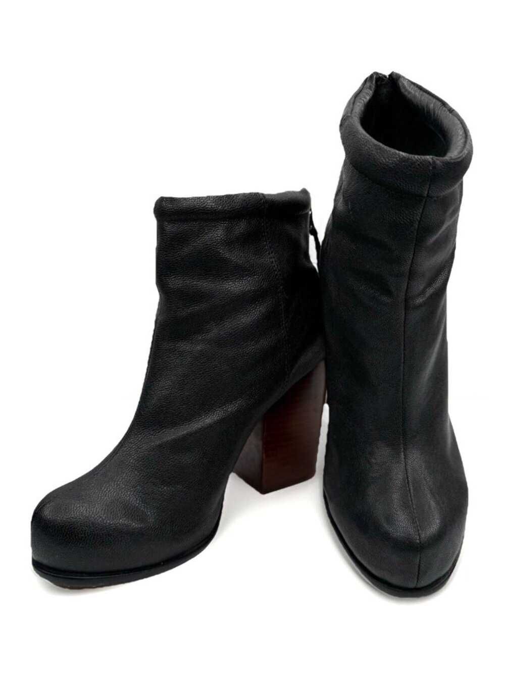 Jeffrey Campbell Rumble Ankle Bootie Womens 7.5M Black Leather Block Heel Zip